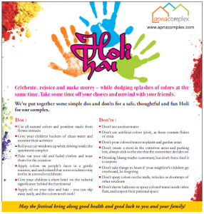 Download Holi Poster from ApnaComplex Holi Poster that can be placed in your Society's Noticeboard